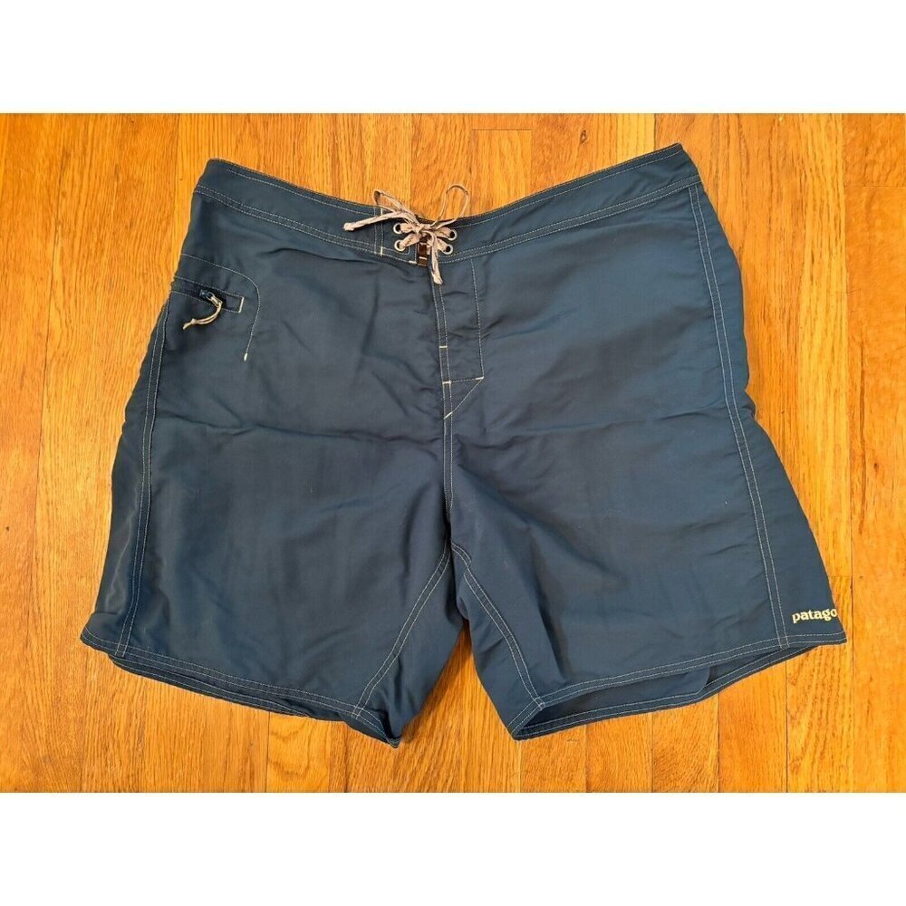 Patagonia Mens Size 38 Blue Swim Board Shorts Unlined 8" Inseam